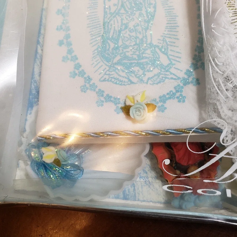 Catholic Baptism Gift Set Virgen‎ de Guadalupe Rosary Candle Prayer Book